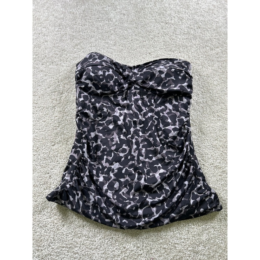 Xhilaration Women's Swimwear Black Gray Animal Print Strapless Tankini S